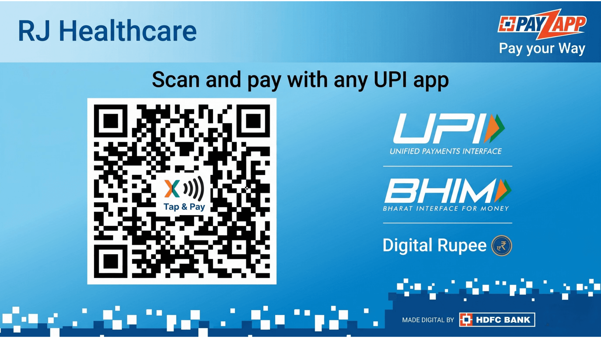 RJ Healthcare UPI Payment Banner